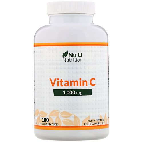 Nu U Nutrition, Витамин С, 1000 мг, 180 таблеток растительного происхождения