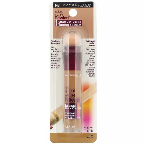 Maybelline, Instant Age Rewind, антивозрастной консилер от темных кругов под глазами, оттенок 146 загар, 6 мл (0,2 жидк. унции)