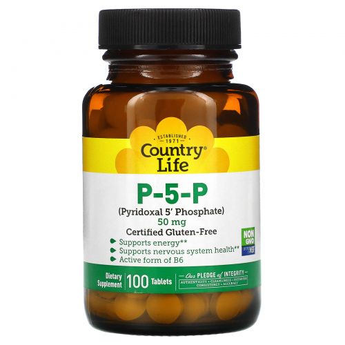 Country Life, П-5-Ф (пиридоксаль-5' -фосфат),  50 мг, 100 таблеток