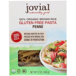 Jovial, Коричневая рисовая паста, Penne Rigate, органический продукт, 12 унций (340 г)
