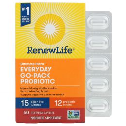 Renew Life, Идеальная флора, ежедневный пробиотик RTS, 15 млрд, 60 вегетарианских капсул