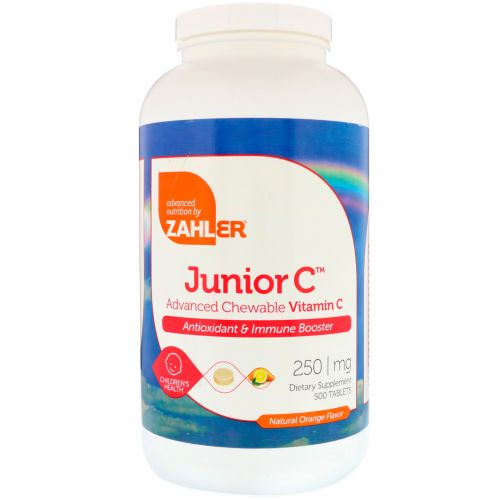 Zahler, Junior C, Advanced Chewable Vitamin C, Natural Orange Flavor, 250 mg, 500 Tablets