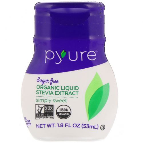 Pyure, жидкий экстракт стевии органического происхождения, просто сладкий, 53 мл (1,8 унции)