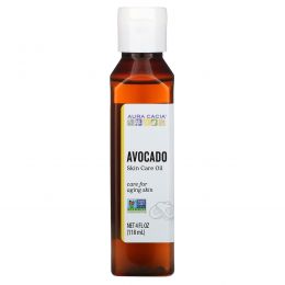 Aura Cacia, Натуральное масло для ухода за кожей, "Успокаивающее авокадо", 4 жидких унции (118 мл)