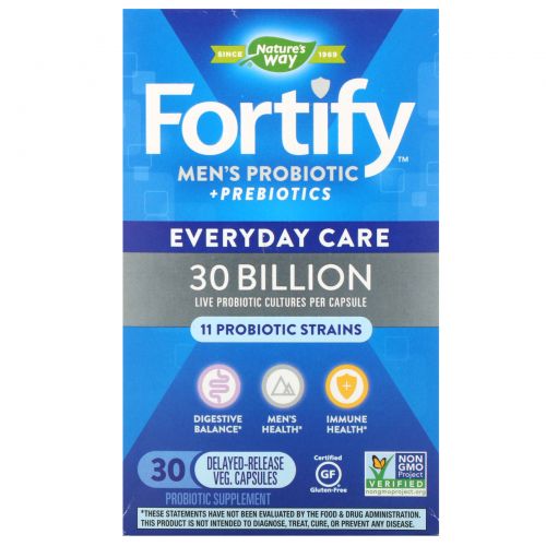 Nature's Way, Fortify Men's 30 Billion Probiotic, 30 Vegetarian Capsules