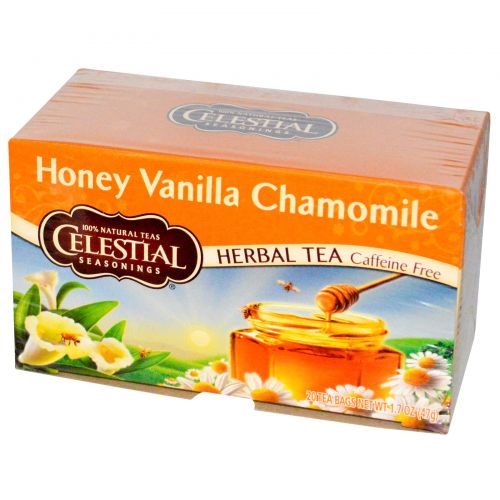 Celestial Seasonings, Травяной чай, без кофеина, мед, ваниль и ромашка 20 чайных пакетиков, 1.7 унции (47 г)