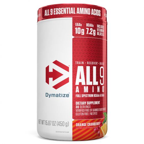 Dymatize Nutrition, All 9 Amino, апельсин и клюква, 15,87 унц. (450 г)