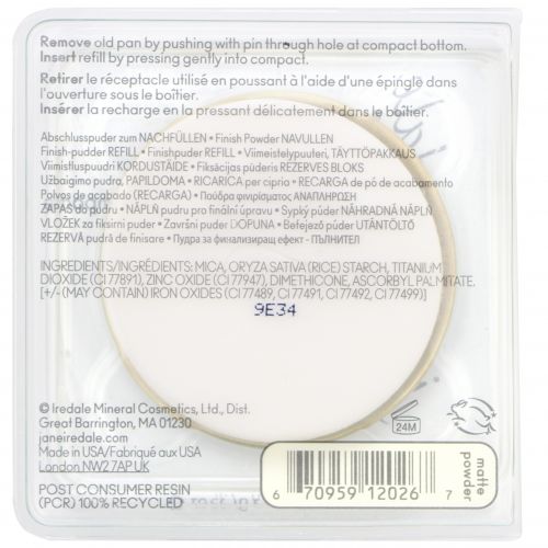 Jane Iredale, Pure Matte, пудра-финиш, сменный блок, 9,9 г (0,35 унции)