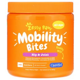 Zesty Paws, Mobility Bites for Dogs and Cats, Hip and Joint Support, Duck Flavor, 90 Soft Chews