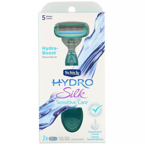 Schick, Hydro Silk, Sensitive Care, 1 бритва, 2 кассеты