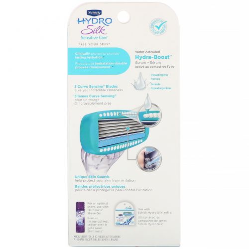 Schick, Hydro Silk, Sensitive Care, 1 бритва, 2 кассеты