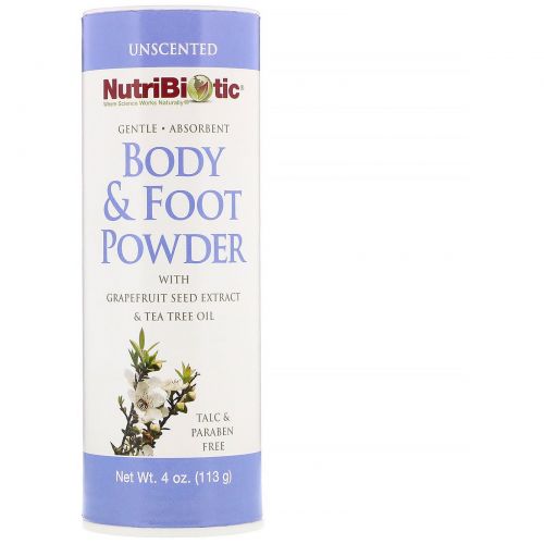 NutriBiotic, Натуральный порошок для ног и тела, без запаха, 4 унции (113 г)