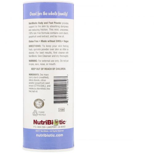 NutriBiotic, Натуральный порошок для ног и тела, без запаха, 4 унции (113 г)