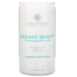 Solumeve, Radiant Beauty, сухая смесь для приготовления напитка с экологически чистым коллагеном, пробиотиками и суперфруктами, клубничный лимонад, 454 г (16 унций)