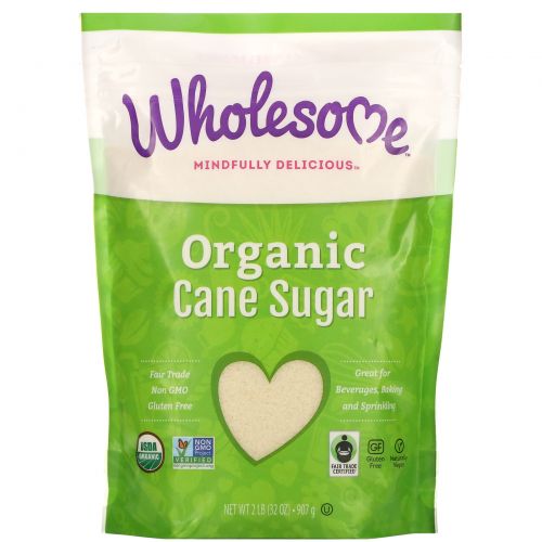 Wholesome Sweeteners, Inc., Органический тростниковый сахар, выпаренный сок сахарного тростника, 32 унции (907 г)