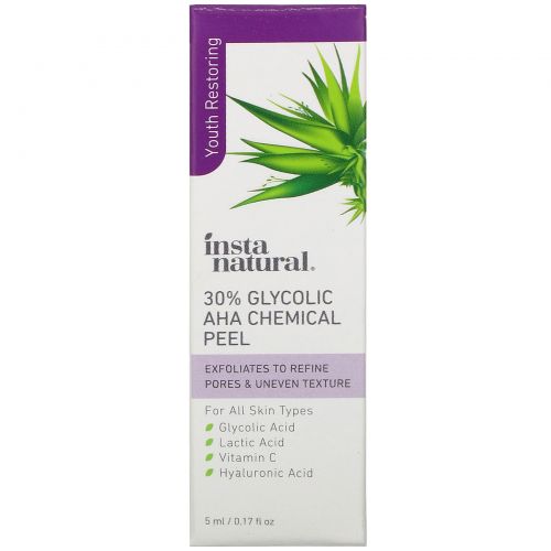 InstaNatural, 30% Glycolic AHA Chemical Peel, 0.17 fl oz (5 ml)