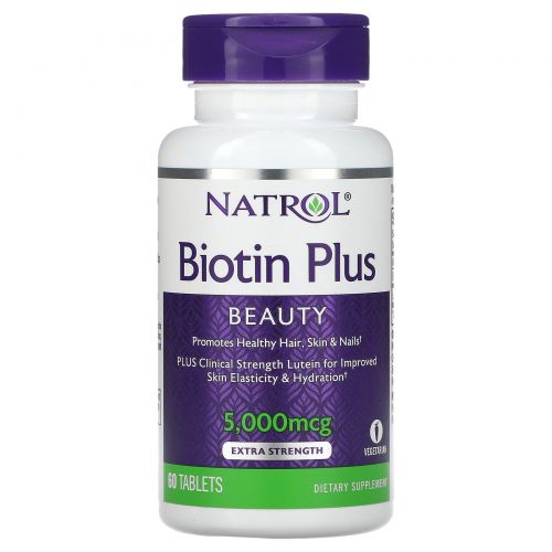 Natrol, Биотин плюс лютеин, 60 таблеток