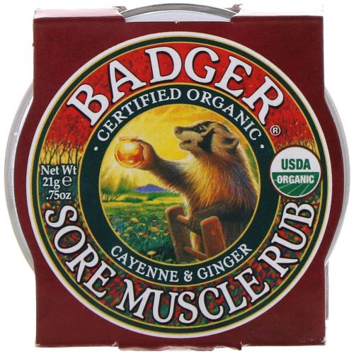 Badger Company, Крем от боли в мышцах, кайенский перец и имбирь, 21 г (0,75 унции)