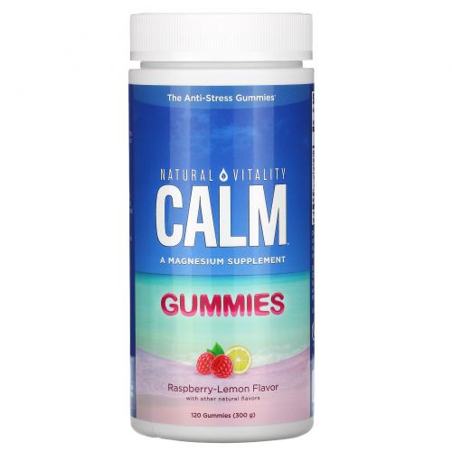 Natural Vitality, Антисстрессовые жевательные конфеты таблетки Calm, малина с лимоном, 120 штук