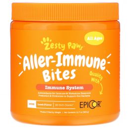Zesty Paws, Allergy Immune Bites, здоровье пищеварительной и иммунной систем, для собак всех возрастов, вкус ягненка, 90 мягких жевательных таблеток