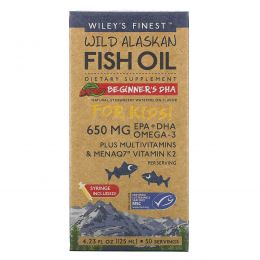 Wiley's Finest, Аляскинский рыбий жир, Детям!, ДГК для малышей, натуральный вкус клубники и арбуза, 650 мг, 4.23 жид.унции(125 мл)
