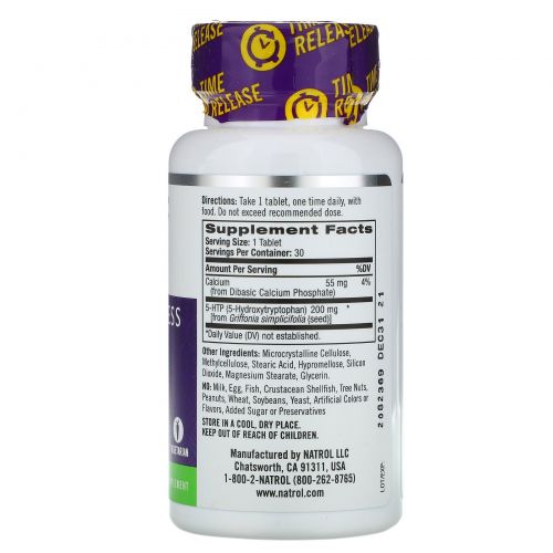 Natrol, 5-HTP TR, Time Release, 200 мг, 30 таблеток