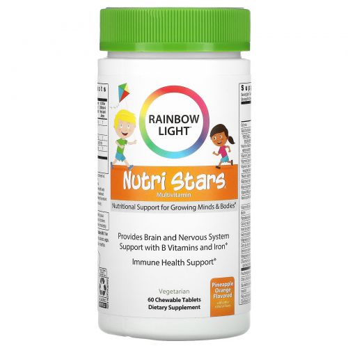 Rainbow Light, Nutri Stars, жевательные мультивитамины, со вкусом фруктового пунша, 60 жевательных таблеток