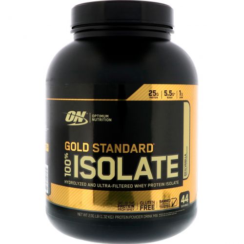 Optimum Nutrition, Gold Standard, 100% Isolate, Rich Vanilla, 2.91 lb (1.32 kg)