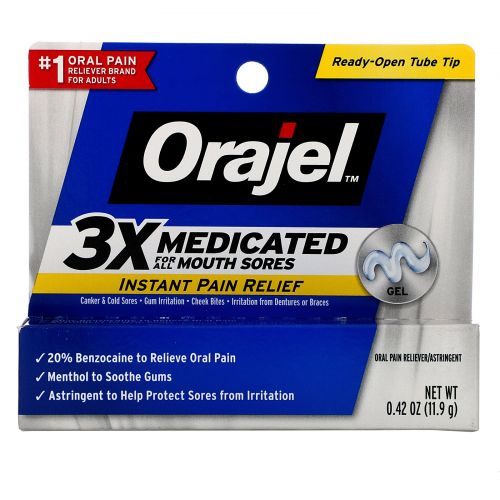 Orajel, Instant Pain Relief For All Mouth Sores Fast - Acting Gel, 0.42 oz (11.9 g)