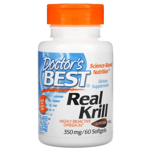 Doctor's Best, Real Krill, 350 мг, 60 гелевых капсул