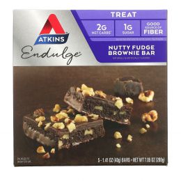 Atkins, Endulge, шоколадный торт с орехами 5 батончиков, 1.4 унции (40 г) каждый