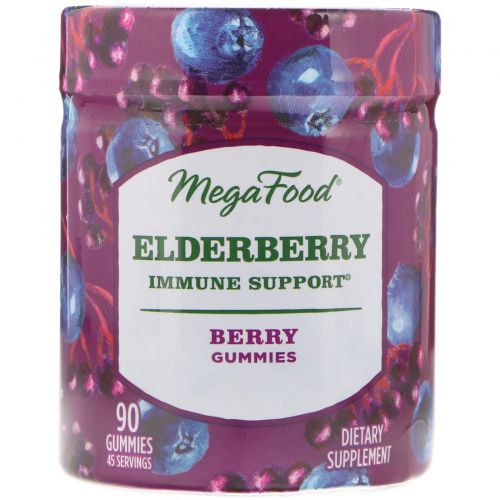 MegaFood, Elderberry, Immune Support, Berry, 90 Gummies