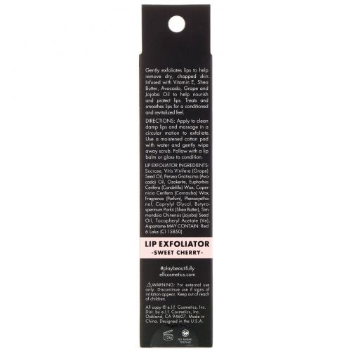 E.L.F. Cosmetics, Отшелушивающий скраб для губ, "Sweet Cherry" ("сладкая вишня"), 0,11 унции (3,2 г)