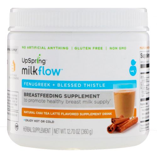 UpSpring, Milkflow, Fenugreek + Blessed Thistle, Natural Chai Tea Latte Flavored Supplement Drink, 12.70 oz (360 g)