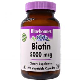 Bluebonnet Nutrition, Биотин, 5000 мкг, 120 капсул в растительной оболочке