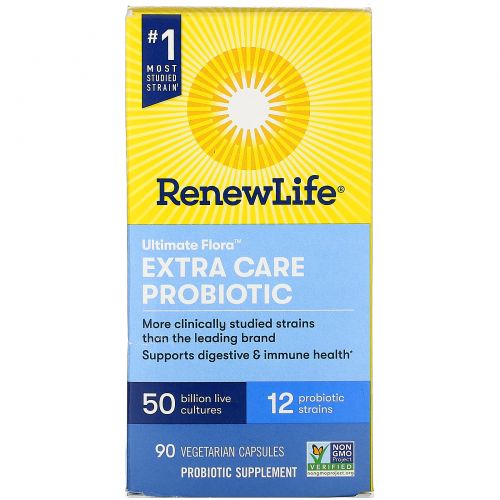 Renew Life, Extra Care, Ultimate Flora Probiotic, 50 Billion Live Cultures, 90 Vegetarian Capsules