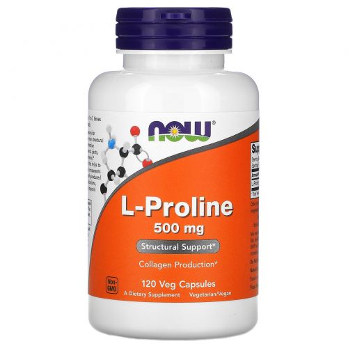 Now Foods, L-Proline, 500 мг, 120 вегетарианских капсул