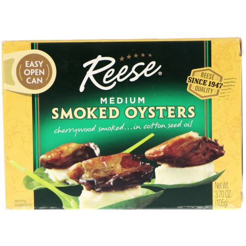 Reese, Medium Smoked Oysters, 3.70 oz (105 g)