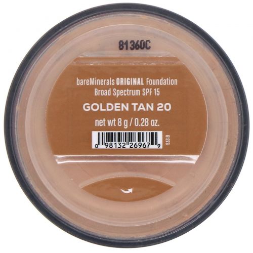 bareMinerals, Original, тональная основа, SPF 15, оттенок «Золотистый загорелый 20», 8 г