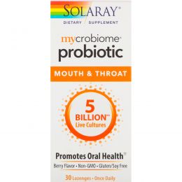 Solaray, Mycrobiome Probiotic, Mouth & Throat, Berry Flavor, 30 Lozenges