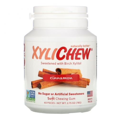 Xylichew Gum, Мягкая жевательная резинка, корица, 60 шт.