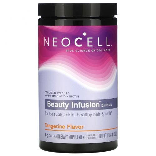Neocell, Beauty Infusion, освежающий коллагеновый коктейль, мандариновый, 330 г