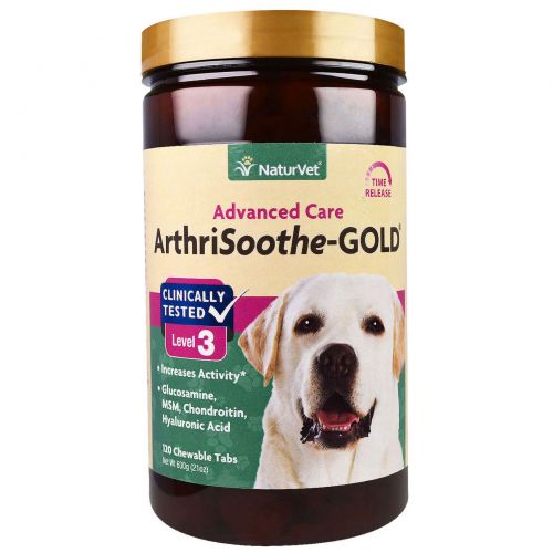 NaturVet, ArthriSoothe-GOLD, Advanced Care, Level 3, 120 Chewable Tablets, 21 oz (600 g)