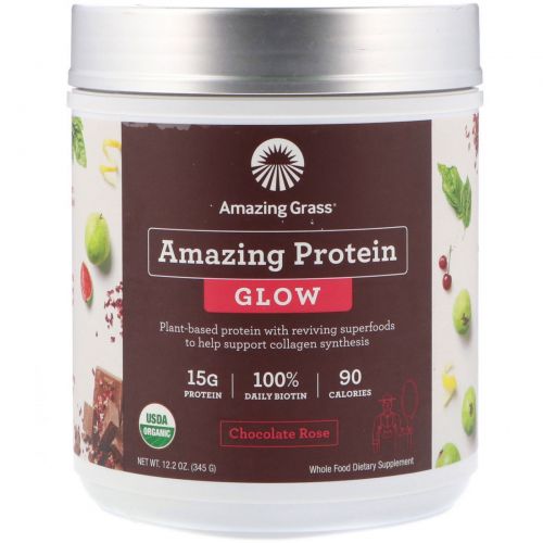 Amazing Grass, Amazing Protein, Glow, Chocolate Rose, 12.2 oz (345 g)