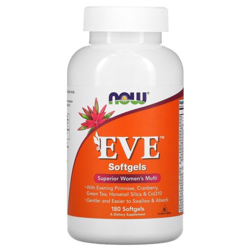 Now Foods, Мультивитамины в желатиновой оболочке для женщин EVE Superior, 180 капсул в желатиновой оболочке