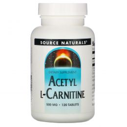 Source Naturals, Ацетил L-карнитин,  500 мг, 120 таблеток