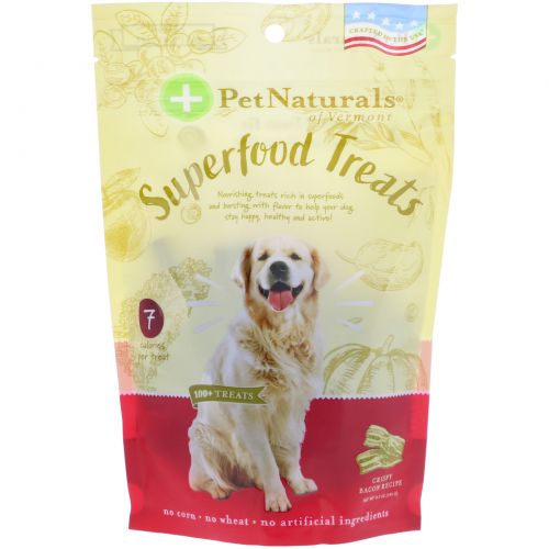 Pet Naturals of Vermont, Superfood Treats for Dogs, Crispy Bacon Recipe, 100+ Treats, 8.5 oz (240 g)