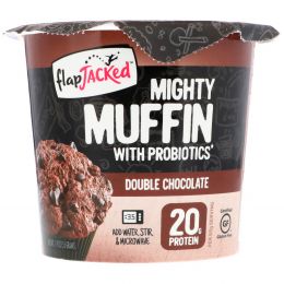 FlapJacked, Mighty Muffin с пробиотиками, двойная порция шоколада, 1,94 унции (55 г)