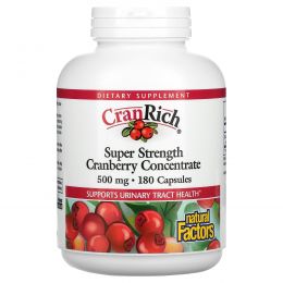 Natural Factors, CranRich, Супер сила концентрата клюквы, 500 мг, 180 капсул