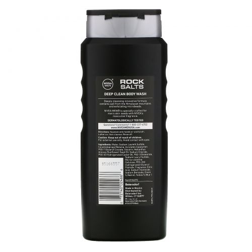 Nivea, Men, Deep Clean Body Wash, Rock Salts, 16.9 fl oz (500 ml)